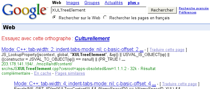 Google propose de remplacer XULTreeElement par Culturellement