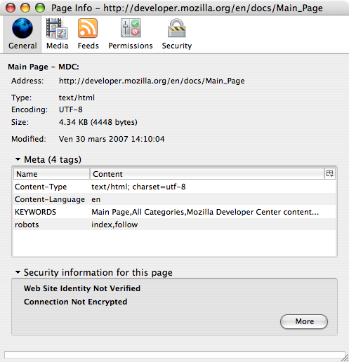Page Info Soc sur Mac OS X